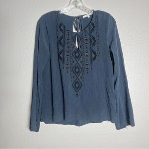 Miss Me Embroidered Blue Women's Top Size S
